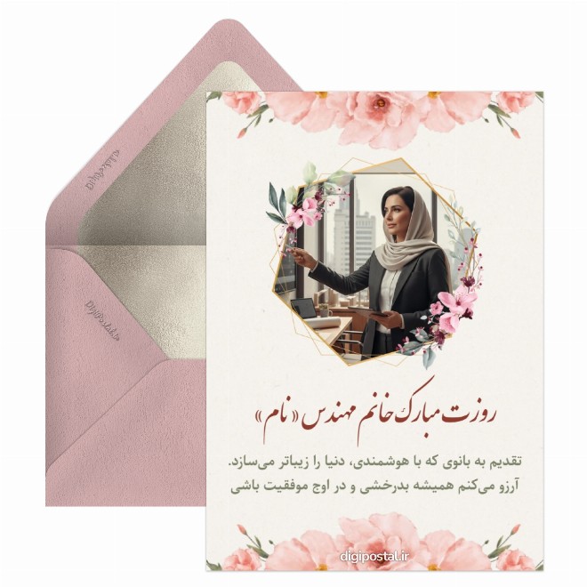 کارت پستال تبریک روز مهندس به خانوم مهندس