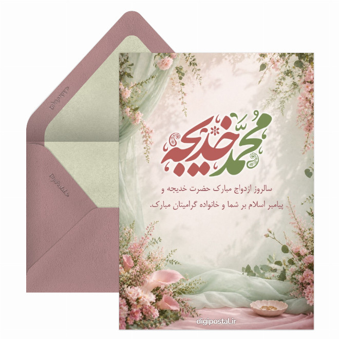 کارت تبریک ازدواج حضرت خدیجه و محمد