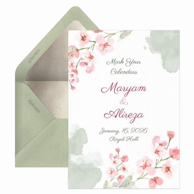 کارت عروسی گلهای صورتی