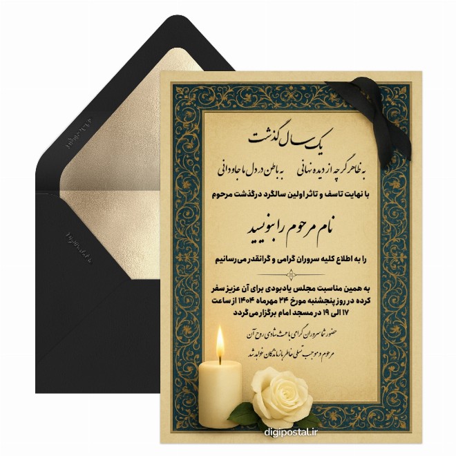 کارت دعوت سالگرد درگذشت